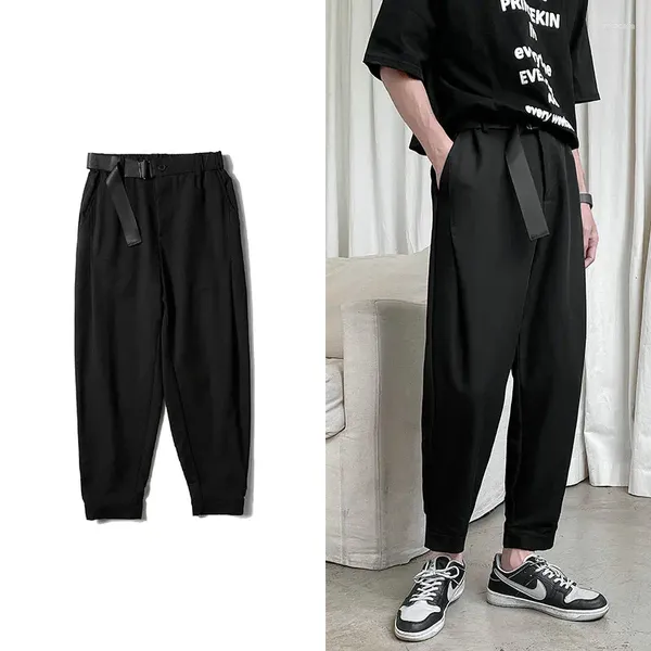 Мужские брюки 2024, черные однотонные прямые шаровары в Корейском стиле, свободные до щиколотки, уличная одежда в стиле Харадзюку, женская мода, повседневная одежда