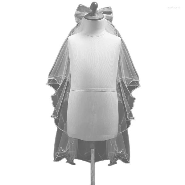 Brautschleier Weißer Erstkommunionschleier für Kinder Mädchen mit transparentem Strass-Bowknot und