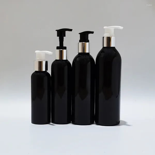 Vorratsflaschen 100 ml, 150 ml, 200 ml, 250 ml, schwarzer Kunststoff, DIY-Kosmetikflasche, verwendet für Seife, Creme, Shampoo, Haustier-Hautpflege, 5 Unzen Lotionspumpe