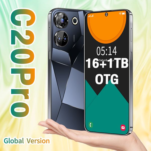 Original 2024 Novo C20 Pro Versão Global 5G Smartphone Android OS 13.0 7.3 HD + Display Full 1440x3200 8000mAh Bateria 16GB + 1TB 7.3