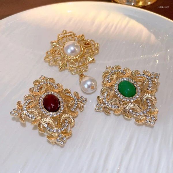 Broschen Französische Perle Quaste Strass Pin Für Frauen Mittelalterliche Corsage Nische Luxus Anzug Zubehör Barock Brosche Pins