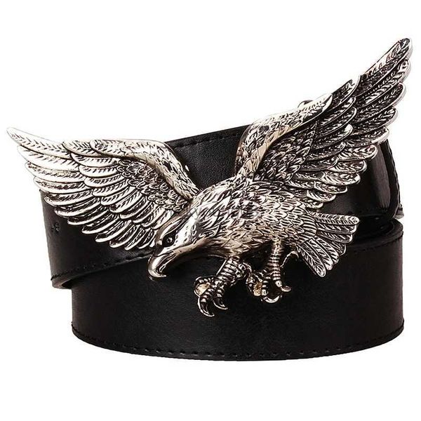 Cinture Big Fly Eagle Moda Uomo Cintura in pelle Uccello rapace Modello falco Fibbia in metallo animale