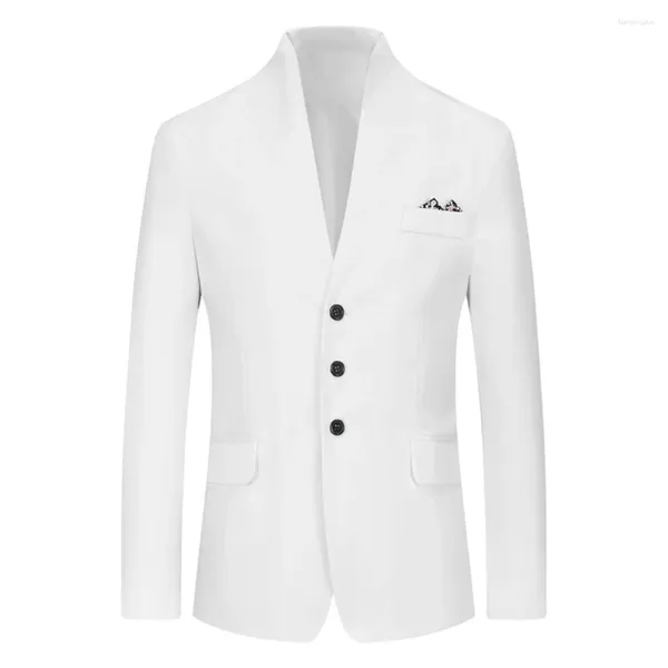 Erkek takım elbise moda erkek üstleri ceket rahat günlük elbise iş resmi uzun kollu polyester ince fit düz renk