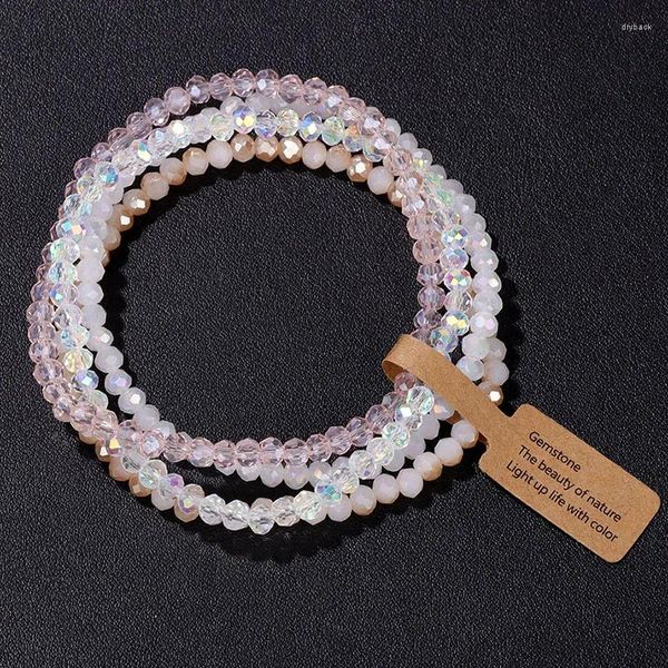 Strand el yapımı kadınlar kristal boncuklu bilezik seti 3x4mm yuvarlak cam boncuklar streç bilezikler kadın kızlar boho bilezik takı hediyesi