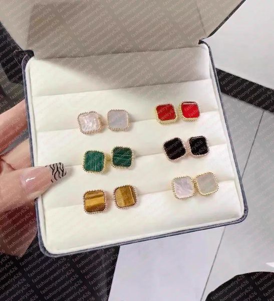 Stud de alta qualidade trevo brincos pérola ágata designer brinco venda quente pregos para mulher prata ouro parafuso prisioneiro jóias de luxo para mulheres