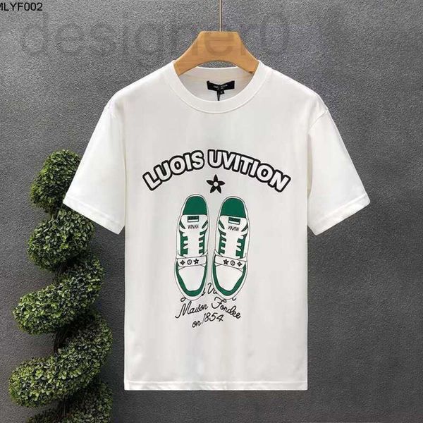 Camisetas masculinas designer de manga curta novo verão coreano sapatos personalizados impresso em torno do pescoço pulôver camiseta topo casual wear