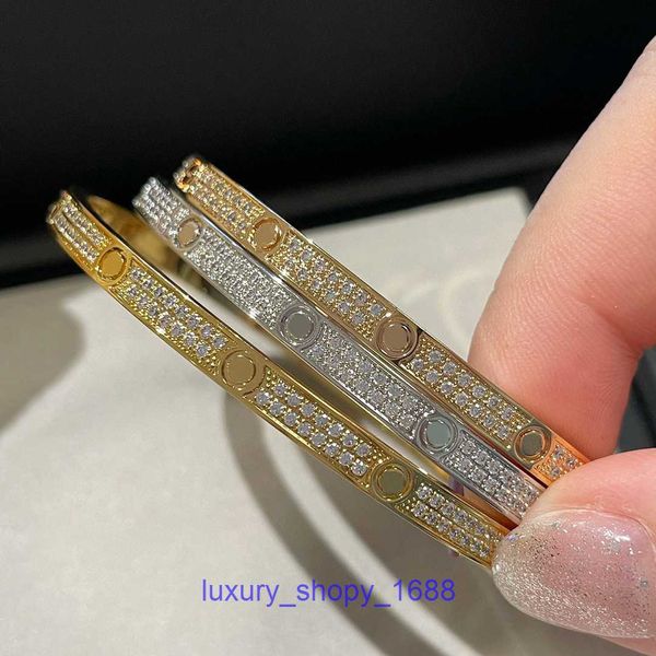 Bracelet de alta qualidade Bracelet Light Luxury Car Man's Gold Man Dois Linhas Diamante Feminino Estreto Palhado 18K Rose Versátil tem caixa original