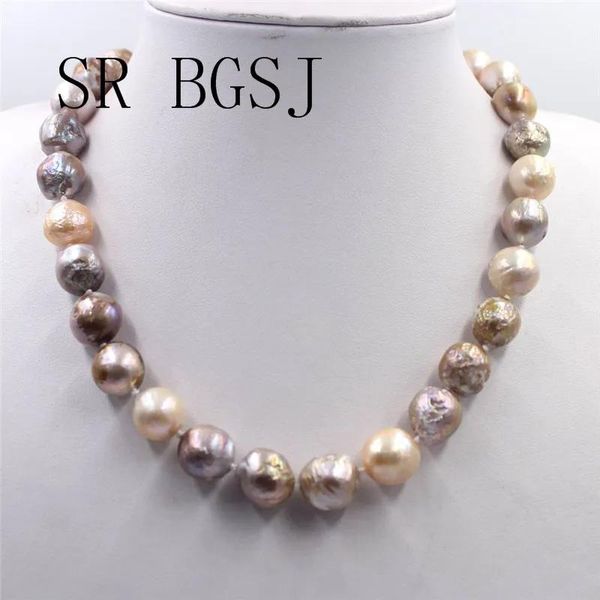 Collares 1214mm joyería de mujer casi nudo redondo Reborn Edsion agua dulce collar de perlas grandes 18