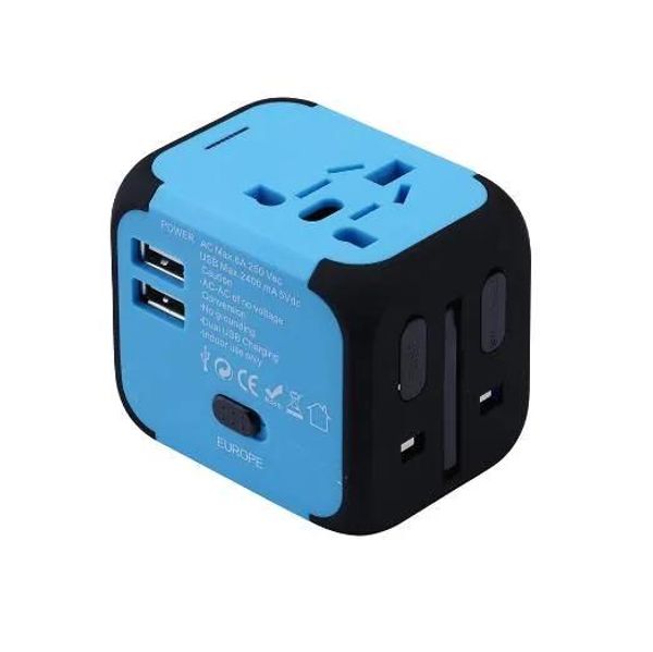 Adapter Neuer Universal-Reiseadapter, elektrische Stecker, Steckdosen, Konverter US/AU/UK/EU mit Dual-USB-Ladefunktion, 2,4 A, LED-Betriebsanzeige