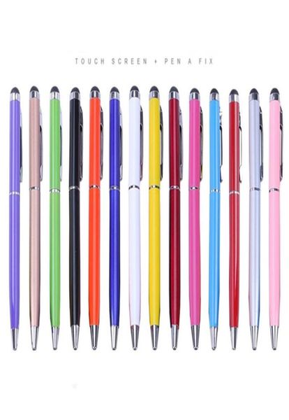 Caneta de toque stylus 2 em 1 de alta qualidade, caneta de toque capacitiva de cristal colorido para ipad, iphone, htc, samsung2582682