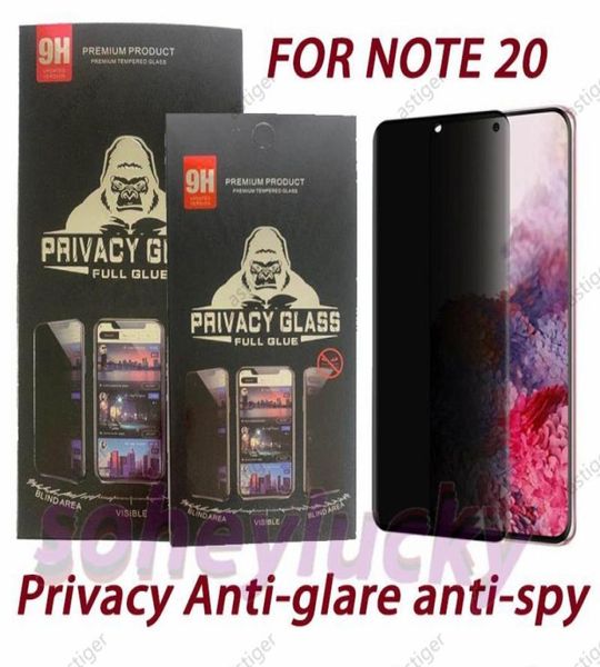 Privacy Antiriflesso antispy 5D curvo protezione dello schermo a copertura totale in vetro temperato per Samsung Note 20 S21 S20 Ultra Plus S10 S8 S98028853