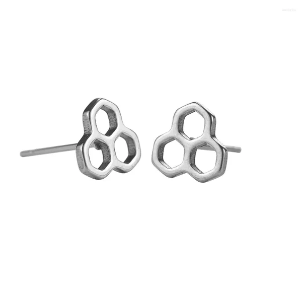 Brincos pendurados mais recentes moda colmeia forma geométrica simples joias ocas de aço inoxidável para venda