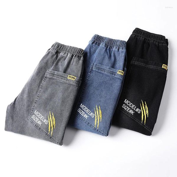 Jeans da uomo 2024 Pantaloni da lavoro autunno/inverno Casual Taglie forti Haren larghi Neri