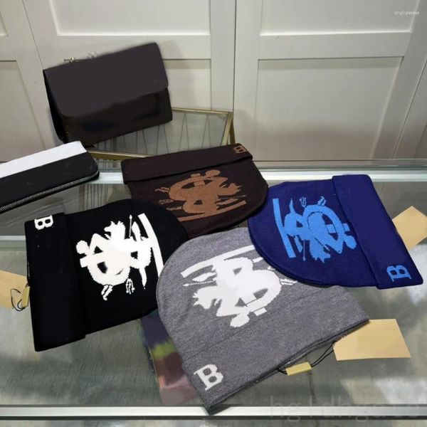 Beanies grande carta de malha designer chapéu inverno preto beanie homens e mulheres moda outono lã ao ar livre quente crânio bonés cor sólida casual