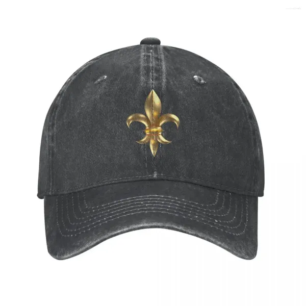 Бейсбольная кепка в стиле хип-хоп, шляпа Snapback Fleur De Lis Lily, Золотая весенне-осенняя шляпа, джинсовая модная кепка с цветочным принтом