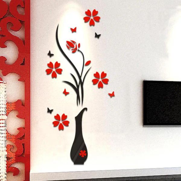 Adesivi murali Adesivo De Parede Poster Interni casa FAI DA TE Vaso di fiori Albero di cristallo Arcylic 3D Decal Decori #50