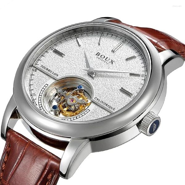 Armbanduhren BRIGADA Männer Automatische Tourbillon Mechanische Uhr Saphir ST8002 Auto-Bewegung Selbstaufzug Armbanduhr