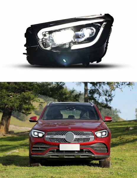 Benz Glc W253 için LED Kafa Işığı Montajı Gündüz Koşu Far 2016-2022 Dönüş Sinyali Yüksek Kiriş lambası lens