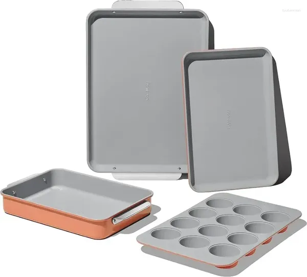 Set di utensili da forno in ceramica antiaderente (5 pezzi) - Fogli di pentole assortite per griglia di raffreddamento