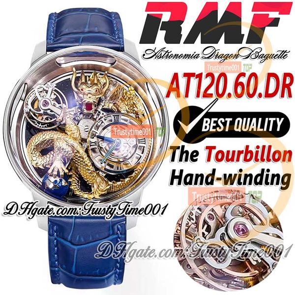 RMF AT120.60.DR Astronomia Tourbillon mechanische Herrenuhr 3D Art Gold Dragon Himmelskörper Zifferblatt Alligatorlederarmband Super Edition trustytime001 Uhren