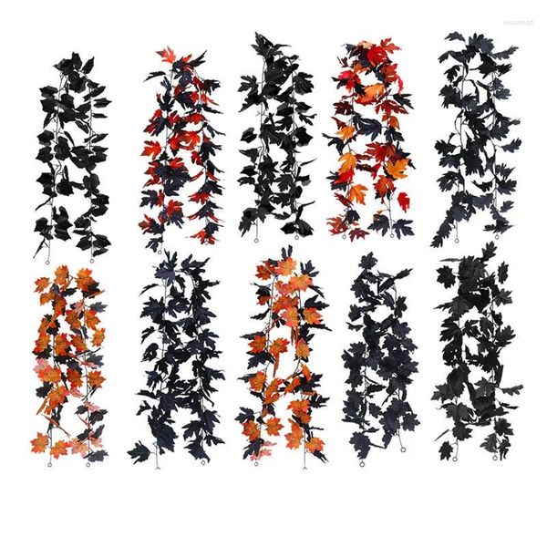 Декоративные цветы 1 шт. искусственная лоза Хэллоуин черные листья День благодарения настенное украшение для дома, свадьбы, вечеринки, поддельное