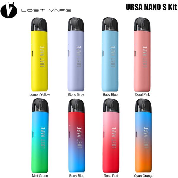 Original LostVape Ursa Nano S Kit 800mAh Bateria 16W com 2,5ml URSA Pod Cartucho 0,8ohm Vaporizador de cigarro eletrônico