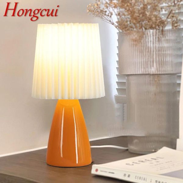 Lampade da tavolo Hongcui Lampada contemporanea LED Ceramica Creativo Arancione Scrivania Luce Decor per la casa Soggiorno Camera da letto Comodino