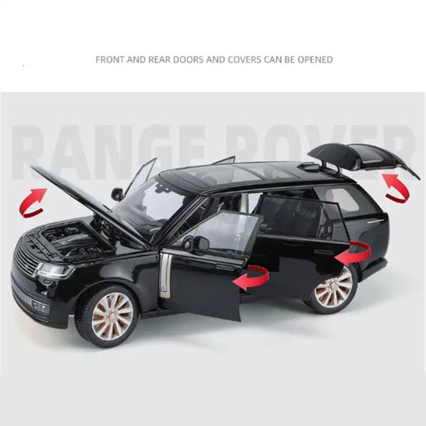 Veicoli fuoristrada giocattolo in metallo pressofuso Modello di auto Suono e luce Regalo per bambini Grandi dimensioni 1/18 Land Range Rover SUV Modello di auto in lega