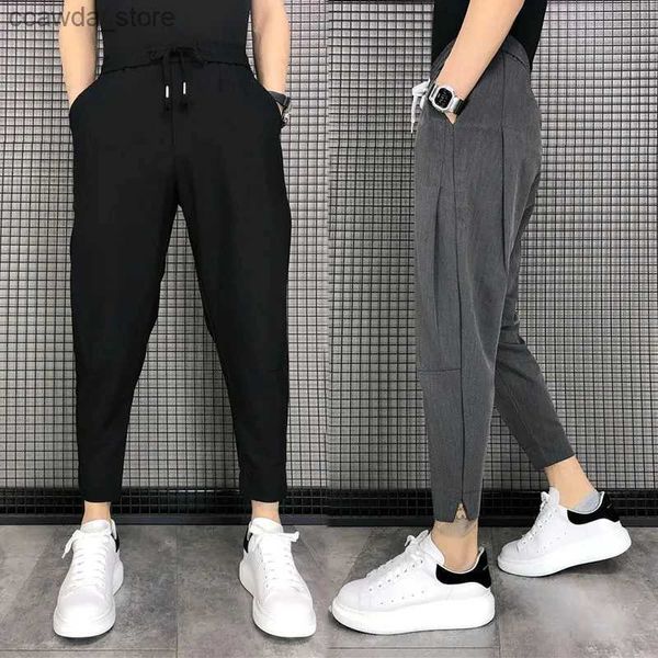 Herrenhosen Männer Haremshosen Feste Beiläufige Koreanische Dünne Wilde Vintage Lose Mode Jugend Hosen Frühling Herrenbekleidung Grau Schwarz Sweatpant Q240104