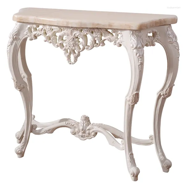 Piatti decorativi Console pastorale Semicerchio Mobile da ingresso in marmo Scaffale americano Soggiorno Un tavolo lungo e stretto