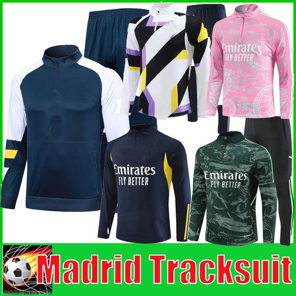 2023 2024 Tuta Kit per bambini Real MadridS Tuta da allenamento uomo BELLINGHAM VINI JR 22 23 24 Calcio per adulti CAMAVINGA mezza cerniera abbigliamento sportivo chandal futbol survêtement