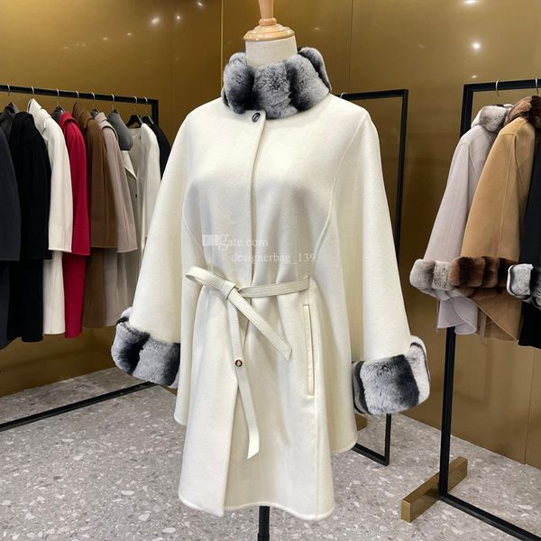 Lp casaco de lã italiano luxo loro designer feminino inverno lã trincheira manto solto casual tiras hip capa longo casaco mulher jaqueta