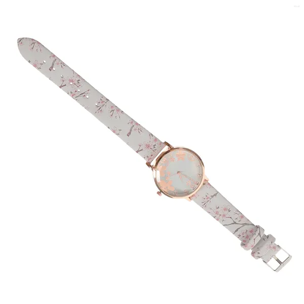 Relógios de pulso relógio feminino pu pulseira de couro moda senhoras relógios analógico quartzo floral impressão vestido pulso