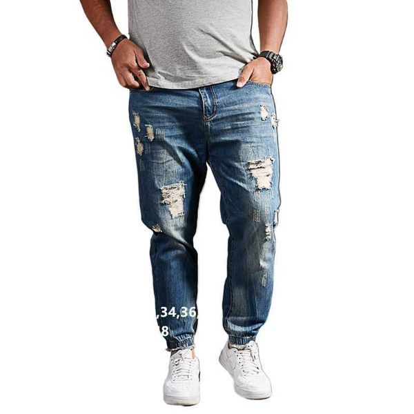 Мужские джинсы Рваные джинсы для мужчин Синие черные джинсовые мужские джинсы Homme-шаровары в стиле хип-хоп Брюки больших размеров 44 1 48 Мужские модные брюки для бега Uomo N52L