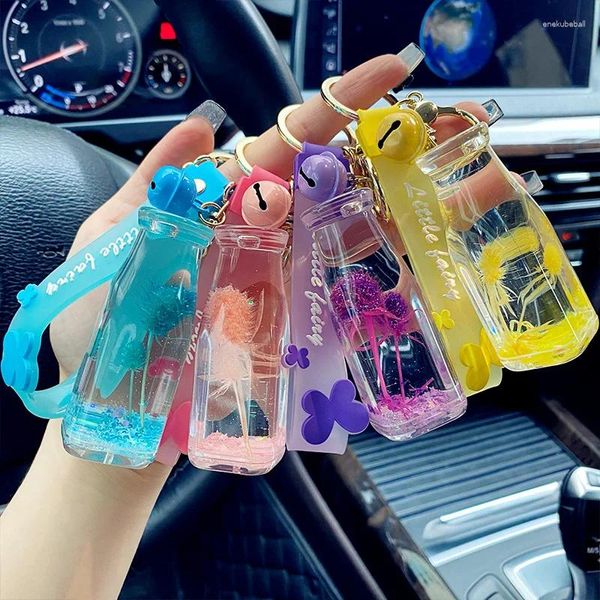 Schlüsselanhänger Kreative schwimmende Blume Frauen Mode Drifting Flasche Auto Schlüsselanhänger Kawaii Mädchen Tasche Anhänger Schlüsselanhänger Paar