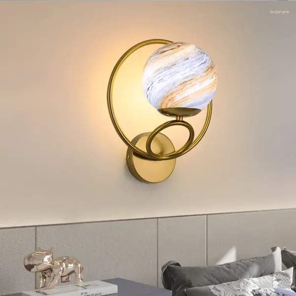 Lâmpada de parede criança quarto luz forma lua ferro moderno led estudo sala estar fundo arandela lâmpadas ouro decoração casa iluminação