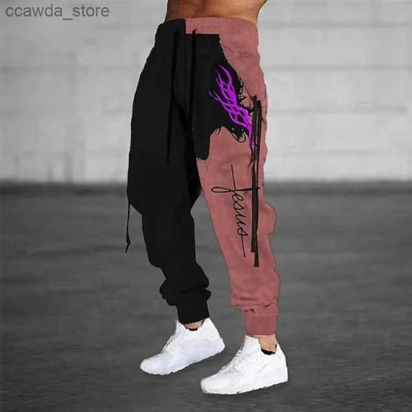 Calças masculinas homens sweatpants jogger masculino cordão elástico cintura 3d impresso conforto gráfico respirável esportes streetwear designer q240104