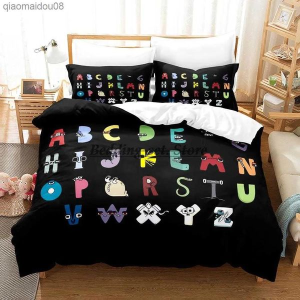 Set 2023 ALPHABET LORE LEDE SEET SET TWIN FULLEGINE FULL King size Set Aldult Kid Bed Coney set di coperture set anime set L23