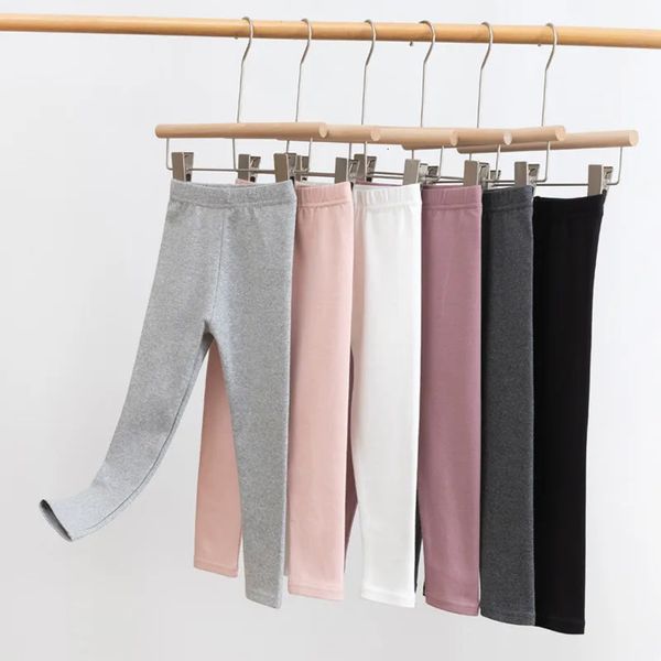 Einfarbige Mädchen-Leggings für Kinder, weiche Mischung aus Baumwolle, elastische, dünne Hosen, Kinderkleidung, 310T, 240103