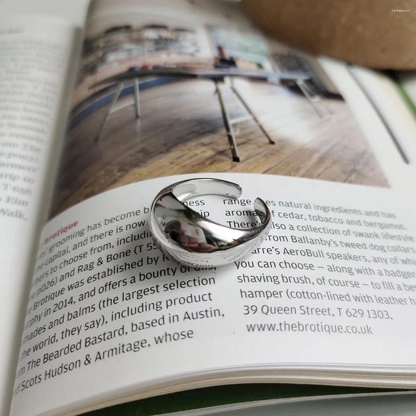 Anéis de cluster suave mínimo irregular hipster net vermelho 925 anel de prata esterlina japonês e coreano ins índice dedo