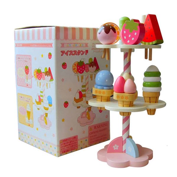 Giocattoli per bambini Simulazione Gelato magnetico Giocattoli in legno Giochi di finzione Cucina Cibo Giocattoli per neonati Cibo Compleanno Regalo di Natale Ratto 240104