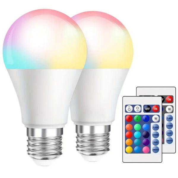 Lampadine che cambiano colore con telecomando, 5W Bianco caldo 450LM, 16 colori Lampadina multicolore Luce di inondazione dimmerabile per feste in casa Camera da letto all'aperto