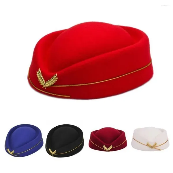 Berets 1 pc aeromoças chapéu aeromoça boina festa chapéus boné de trabalho mulheres senhora desempenho traje acessórios adereços