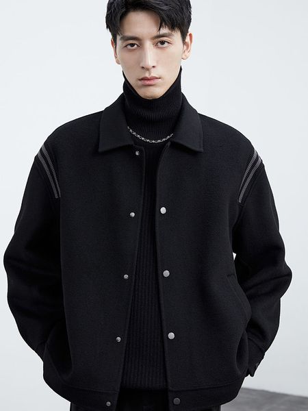 Мужская двусторонняя шерстяная куртка из сращивания шерсти, осенне-зимняя новая трендовая дорожная куртка высокого класса