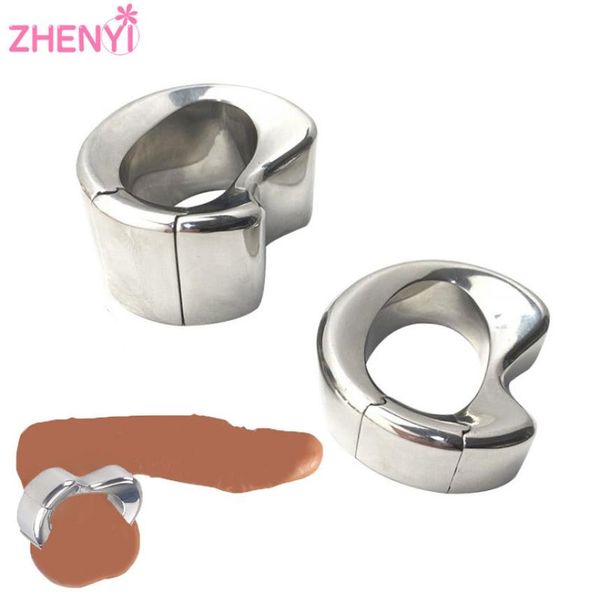 Verkaufe Edelstahl Penis Lock Ring Heavy Duty Gewicht Männlich Metall Ball Stretcher Hodensack Verzögerung Ejakulation BDSM sexy Spielzeug8599838