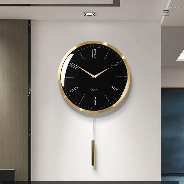 Relógios de parede Modern Simple Clock Sala de Jantar Living Home Light Luxo 2024 Estilo Wall-Montado Temporização Automática