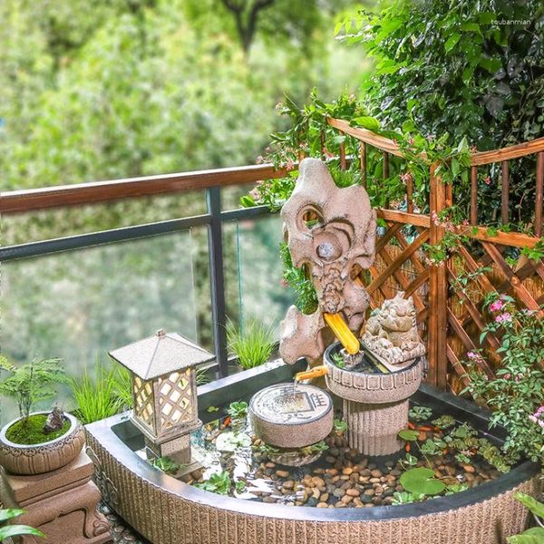 Dekorative Teller, Garten-Layout, Pool-Landschaftsbau, Steingarten, Bonsai, Outdoor-Ornamente mit fließendem Wasser