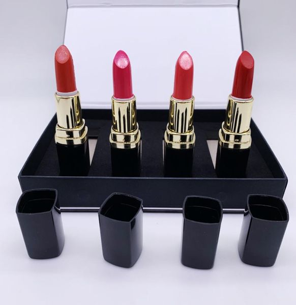 Trucco di marca famosa Rossetto opaco 4 colori tubo nero Rossetti di velluto impermeabili di lunga durata di alta qualità 4 pezzi Set Cosmetic7609457