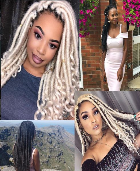 Faux Locs encaracolado Crochet Tranças 14 18 Polegada Suave Natural Extensão Do Cabelo Sintético 24 StandsPack Deusa Hair2472027