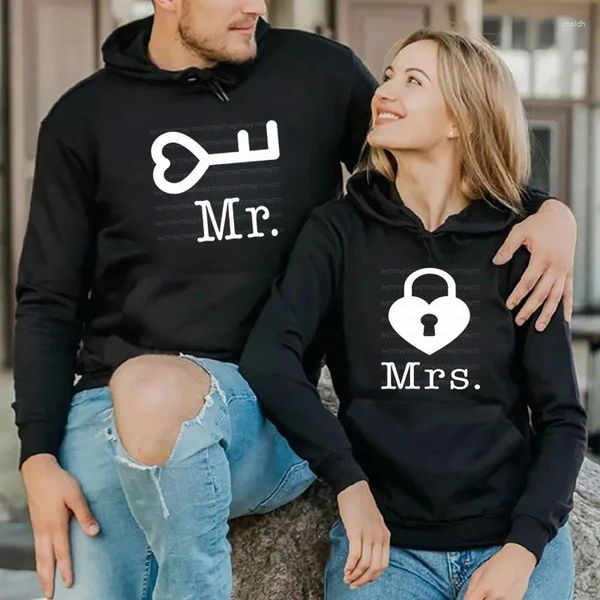 Erkek Hoodies Kilit ve Anahtar Çift Eşleşen Sweatshirt Kadınlar Erkekler Sevgililer Hediyesi Hoody Lover Evlilik Yıldönümü Düğün Düğün Hoodie